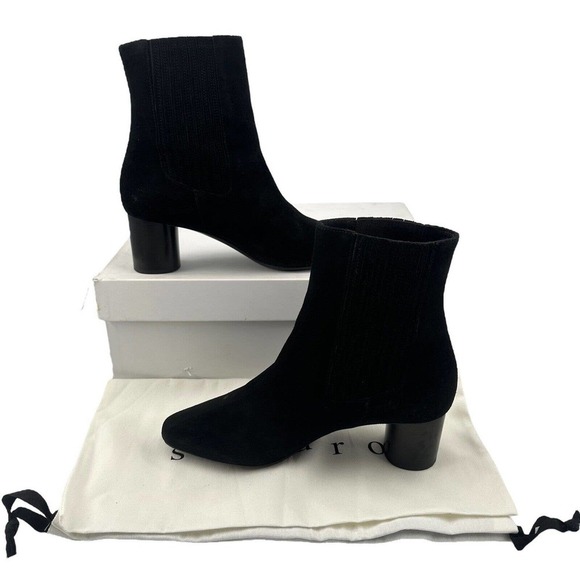 SANDRO Noir Women’s Luka Suede heeled ankle boots 37EU / 7US - Picture 1 of 14